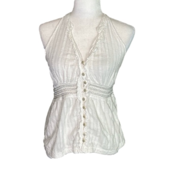 American Rag white halter top t strap back silver embellishment size s small - Picture 1 of 8